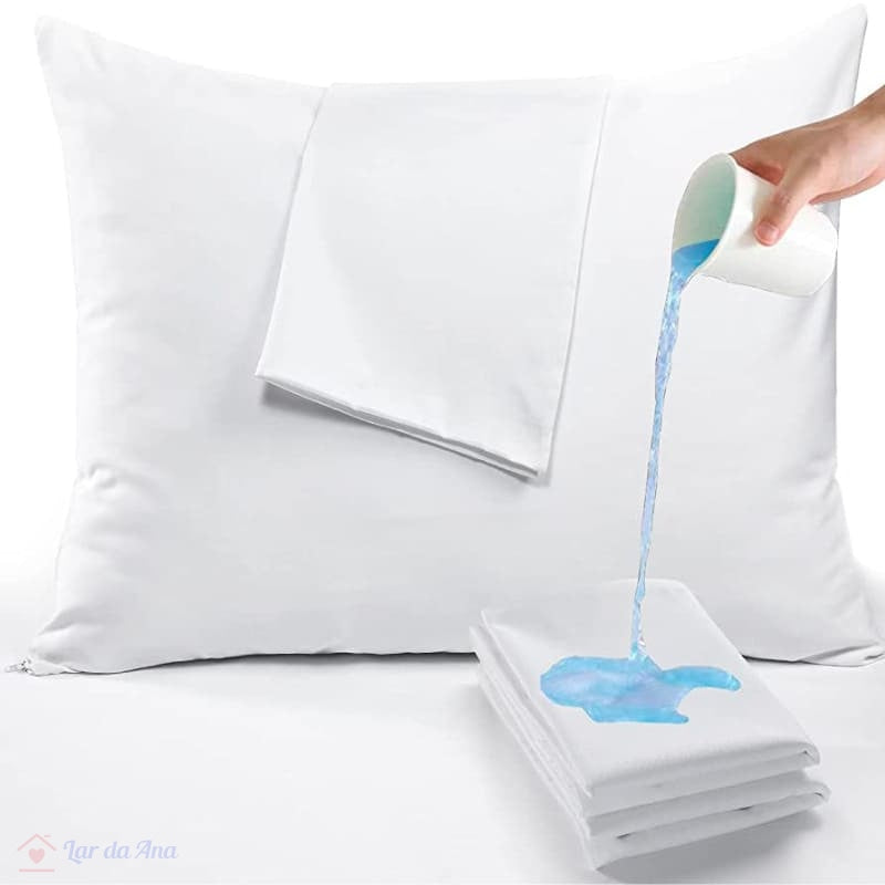Kit Fronha Capa de Travesseiro Impermeável Branco - 2 peças
